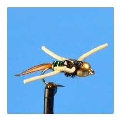 Tungsten Bead Head Copper John With Rubber Legs  Green